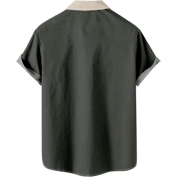 ❤️Men  Green Print Short Sleeve Hawaiian Fit Casual Button Down Beach Shirts - Picture 7 of 7